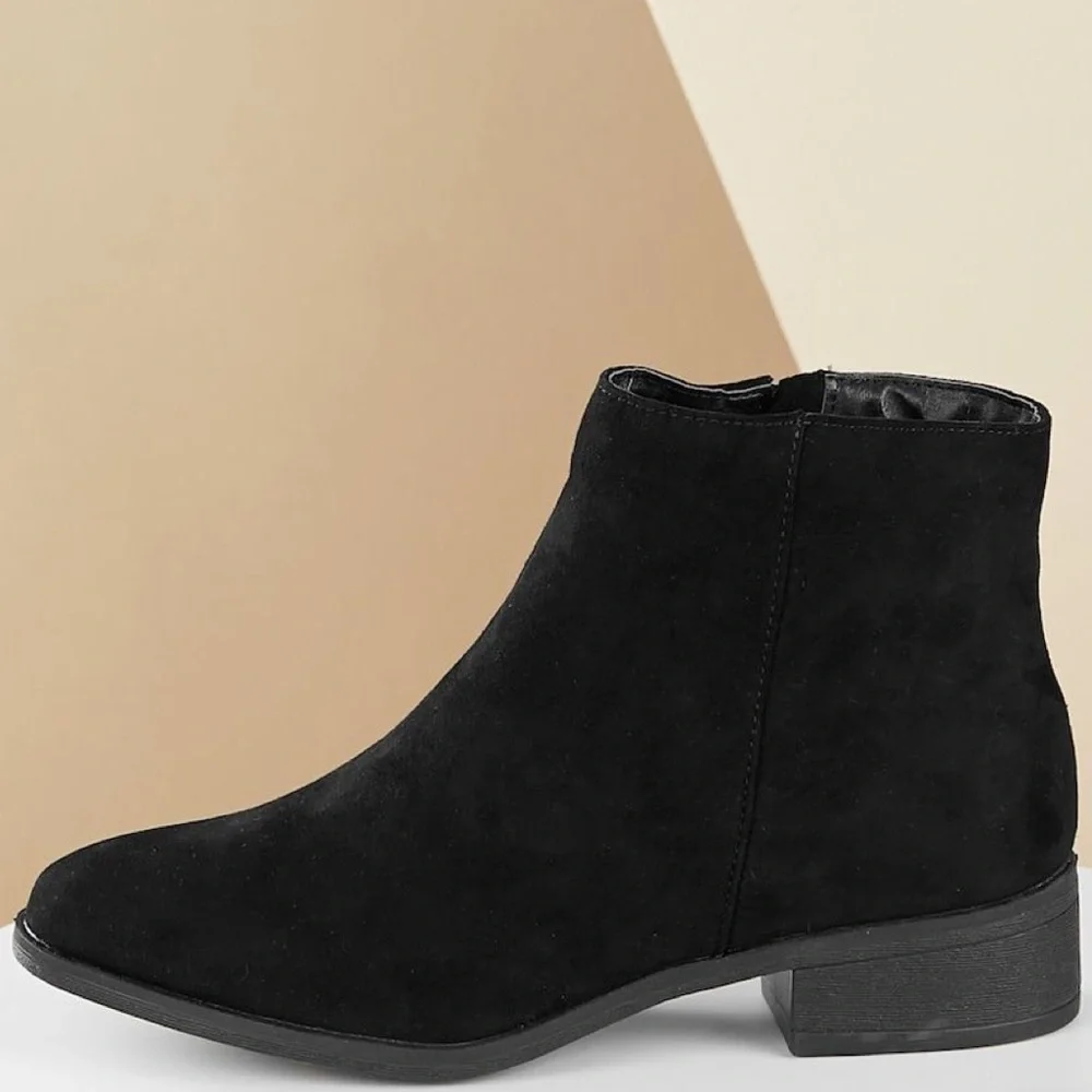 J. Crew Women’s Faux Suede Black Flat Ankle Boots